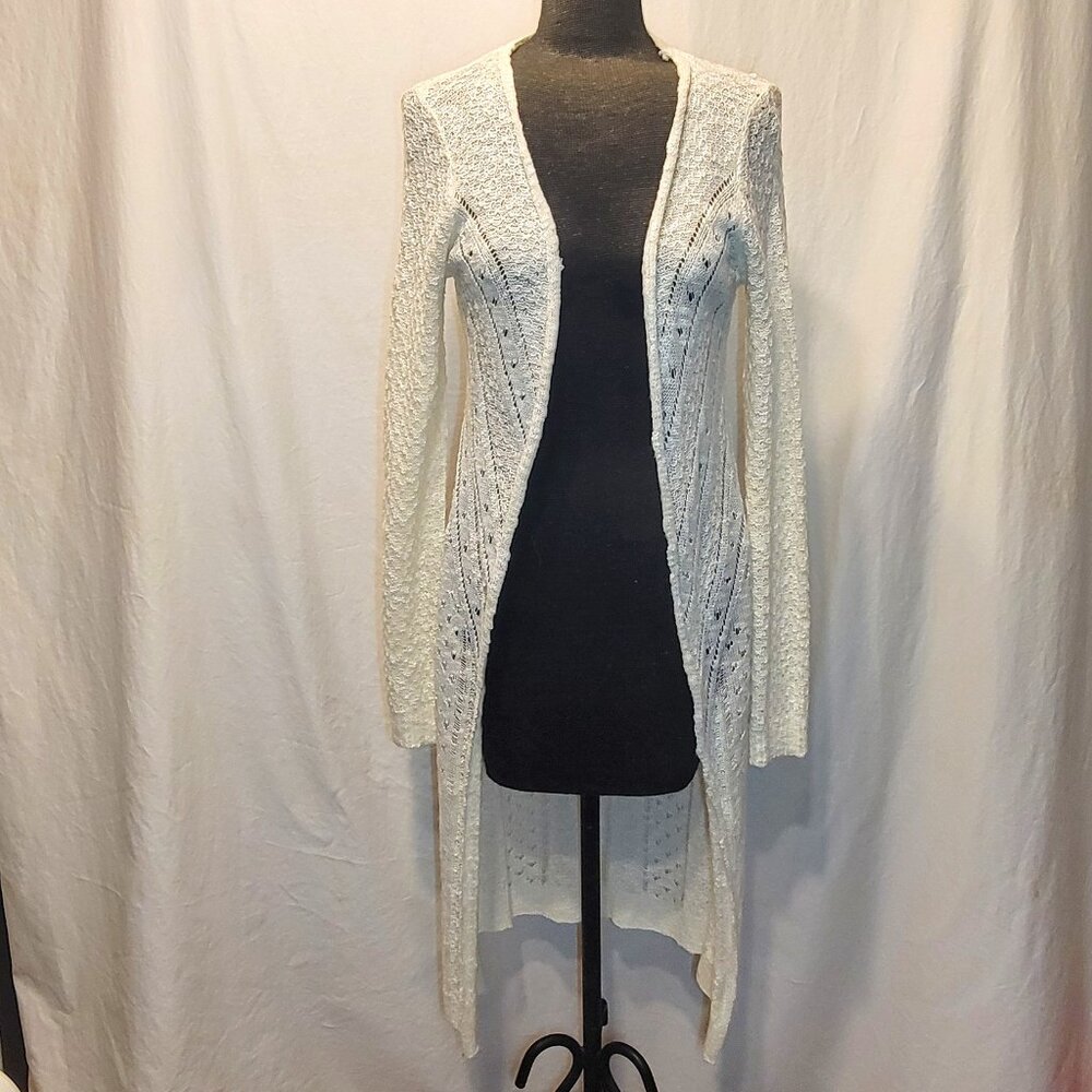 Love At First Sight | Womens Lacy Duster Sweater Size S - White